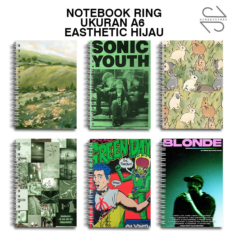 

(BELI 6 GRATIS 1)Buku Tulis Catatan buku notebook buku diary Notebook Ring Spiral A6 60 Lembar koleksi gambar aesthetic hijau part2