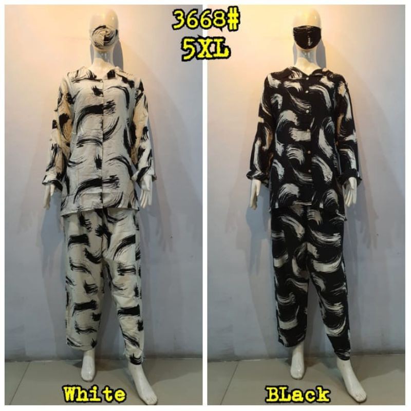 JOSJOLI_STORE/3667-3668 Setcel Rayon/Stelan Rayon Wanita Dewasa Jumbo 5XL Free Masker/Busui