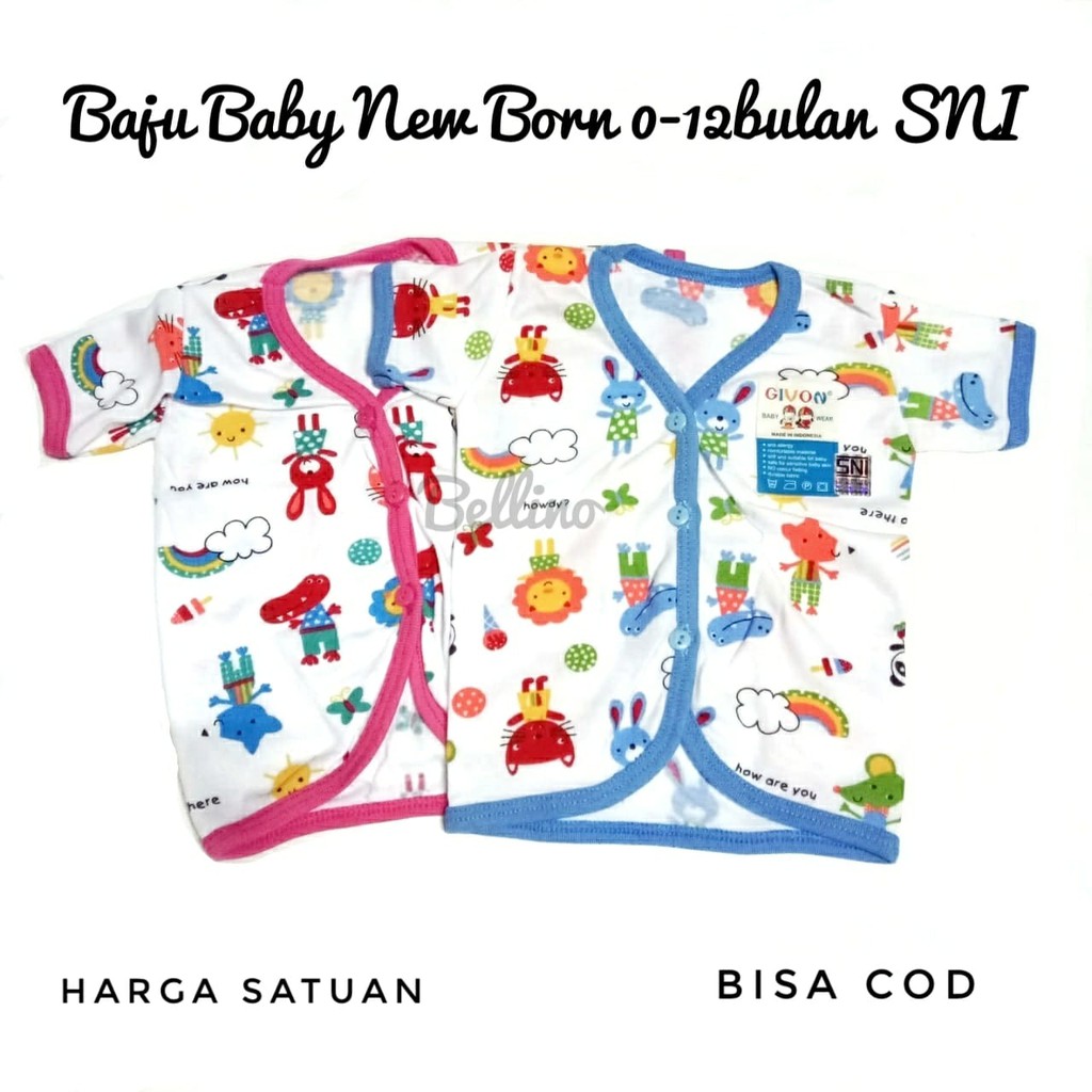 Baju Bayi Unisex Lengan Pendek Baru Lahir SNI Kaos Baby new born 0-12 bulan Baju Baby Cewek Cowok