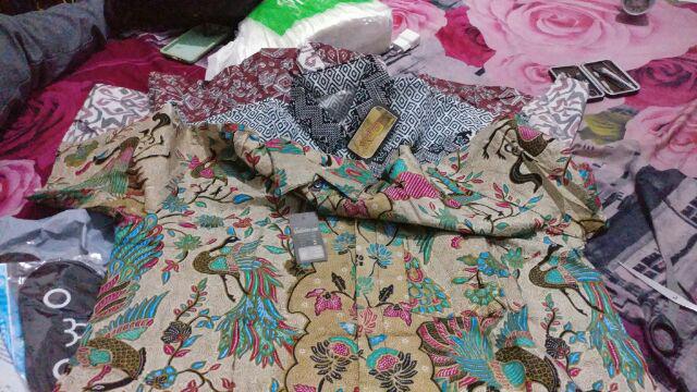 Trolistore Kemeja Batik Pria Cowok Lengan Pendek Motif Manuk Zebra Seragam Batik Murah Pekalongan