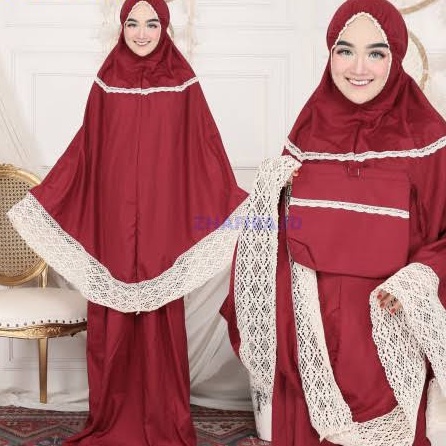 Mukena Dewasa Rayon Polos Renda Rajut Premium Jumbo