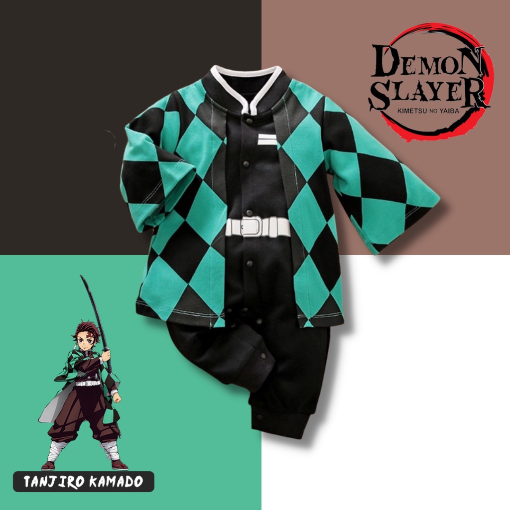 [COD]  Baju bayi laki laki keren  / baju bayi anime motif Kimetsu No Yaiba / baju anak import 100% cotton / baju bayi model TANJIRO BA-277/Babylovanta