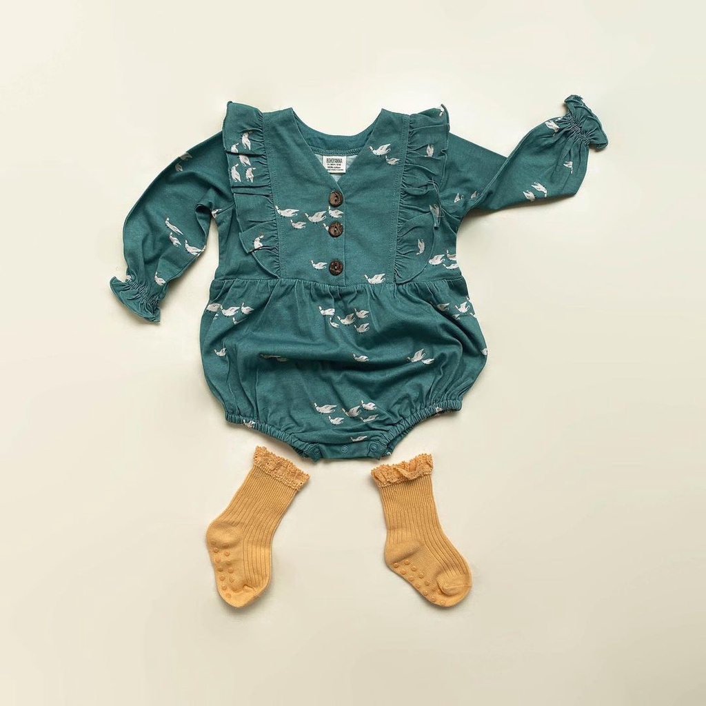 Bohopanna Long Ara Bodysuit - Jumper Bodysuit Anak Perempuan 0-6, 6-12 bulan, 1, 2 tahun Boho Baby Bohobaby