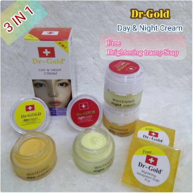 CREAM PENCERAH WAJAH DR GOLD SET WHITENING CREAM DAY &amp; NIGHT + SABUN ORIGINAL BPOM - DR GOLD SET 3IN1 BPOM