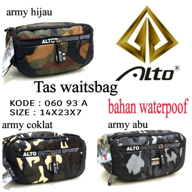 TAS WAISTBAG COWOK ARMY ORIGINAL BY ALTO 060 93 A TERBARU FASHION COWOK BAHAN WATERPROOF