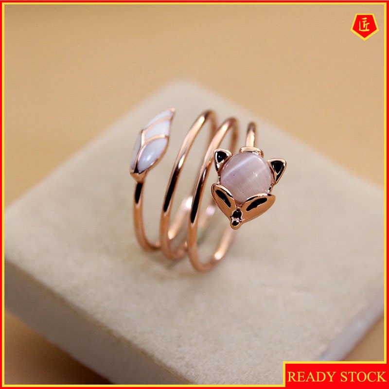 [Ready Stock]Multi-Ring Winding Fox Opal Ring Korean Simple All-Match