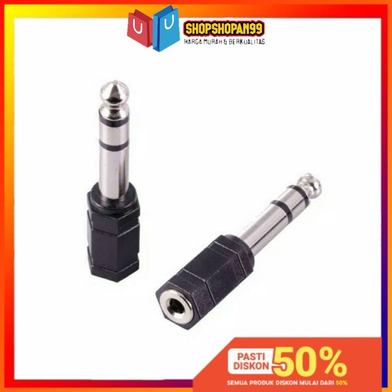 Perubah jack 3.5mm To 6.35mm Sambungan HP ke mic speaker sound plug connector converter - S99