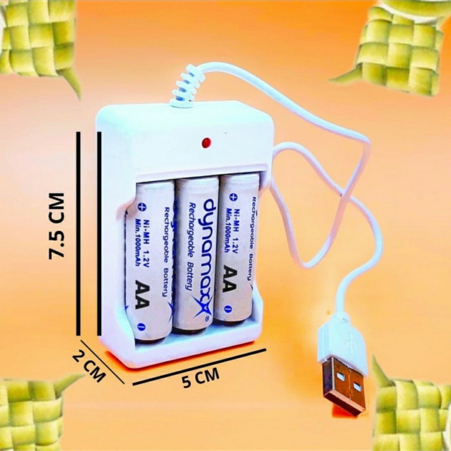 DEKSTOP CHARGER BATERAI AA / AAA - CHARGER BATERAI 3 SLOT - SC