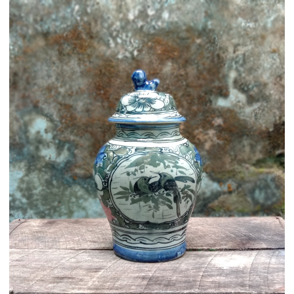 Guci Porselain China Antik Motif Sepasang Burung