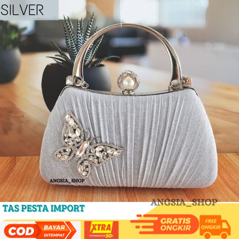 TERLARIS !!! Tas pesta wanita import elegan mewah terbaru warna gold,silver,red,black bahan satin halus Tas Pesta Import Kondangan Wanita Kristal Glitter tas pesta branded wanita tas clutch wanita pesta import ori