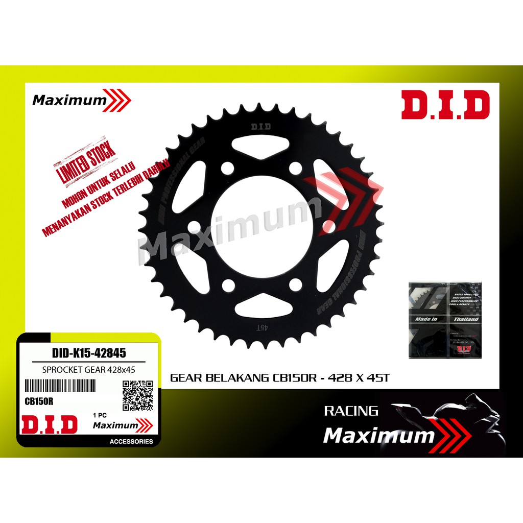 DID Gear belakang 428x45T CB150R/ Sonic