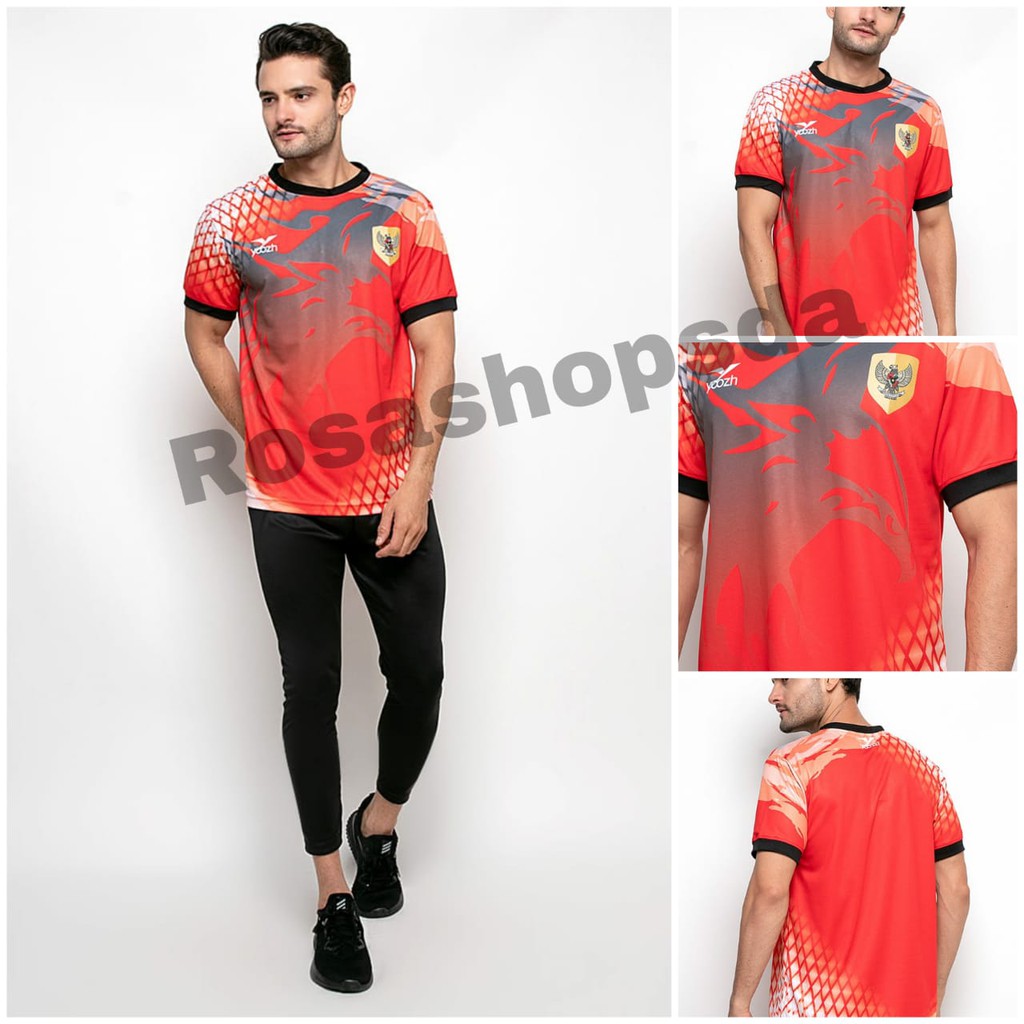 Baju Kaos Badminton Yoozh Original Garuda Merah FREE Sablon 2 Baris