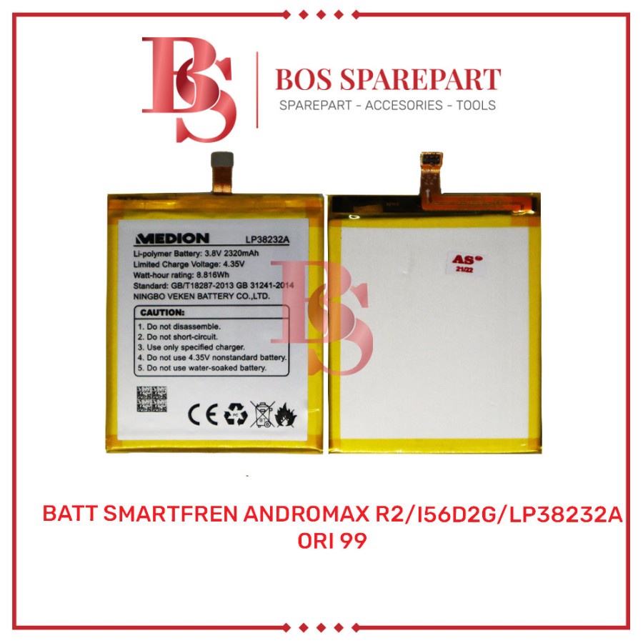 BATTERY SMARTFREN ANDROMAX R2 / I56D2G / LP38232A ORI 99