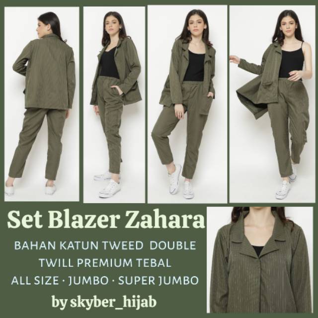 Zahara Set setelan blazer patriot army by skyber_hijab BISA COD READY BANDUNG LANGSUNG KIRIM