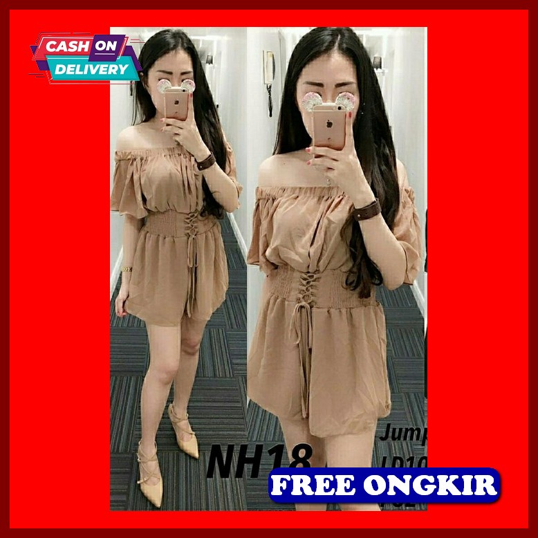 Jumpsuit Motif Model Sabrina Tali New Fashion Import Termurah Jumpsuit Premium Ruffle Leafs Jumpsuit