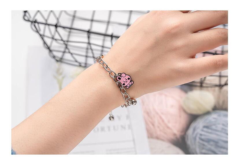 KPOP BTS BT21 Baby Series Bracelet Cartoon Bell Color Bracelet Fans Support Gift