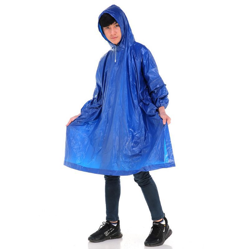 Jas Hujan Ponco / Mantel Poncho Karet Polos Biru Ralen Star