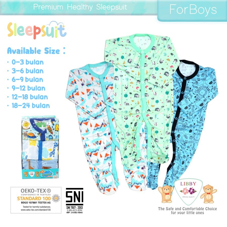 Libby Lullaby Premium Sleepsuit 3pk