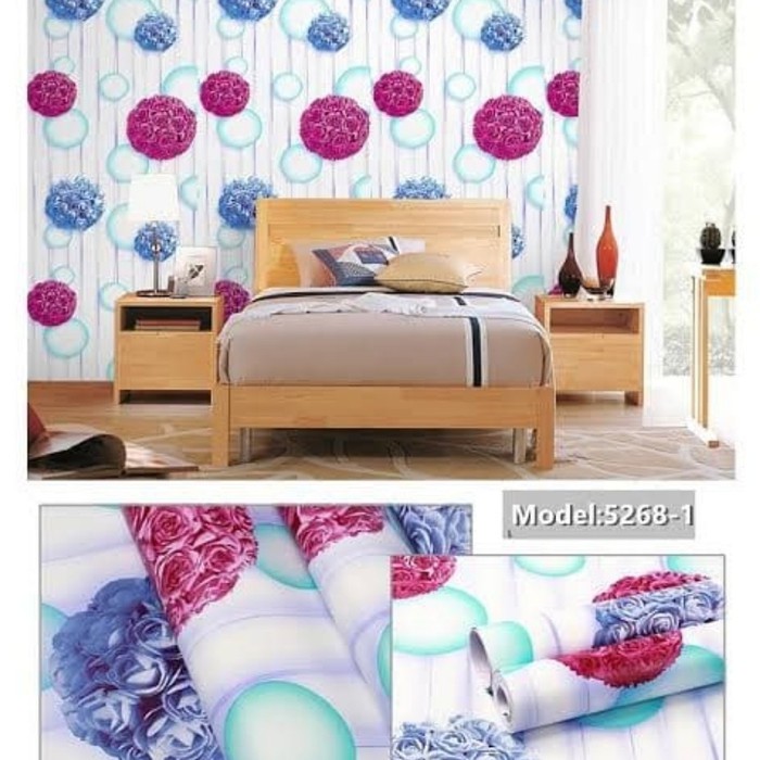 Wallpaper Sticker Dinding Bunga Dandellion Ungu uk 45cm x 10m