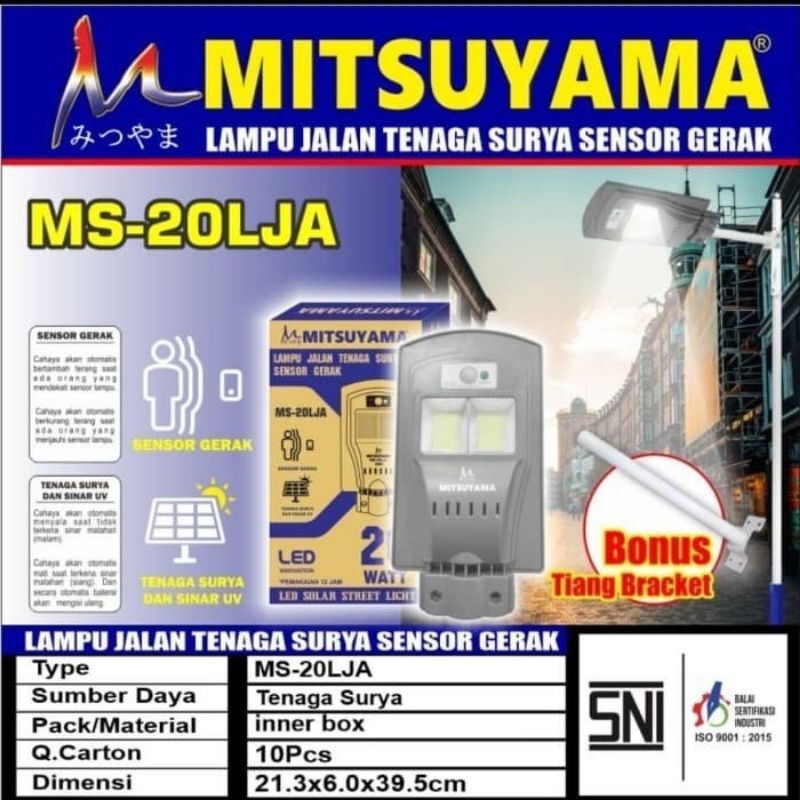 Jual Lampu Jalan 20watt/20 W/20 Watt/20W Surya Sensor Gerak Mitsuyama ...