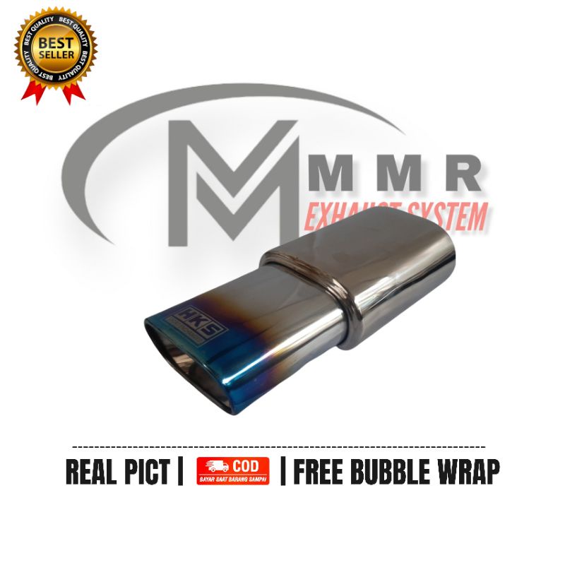 KNALPOT MOBIL RACING HKS KOTAK BLUE FULL STAINLES SUARA BASS BULAT UNIVERSAL MUFFLER