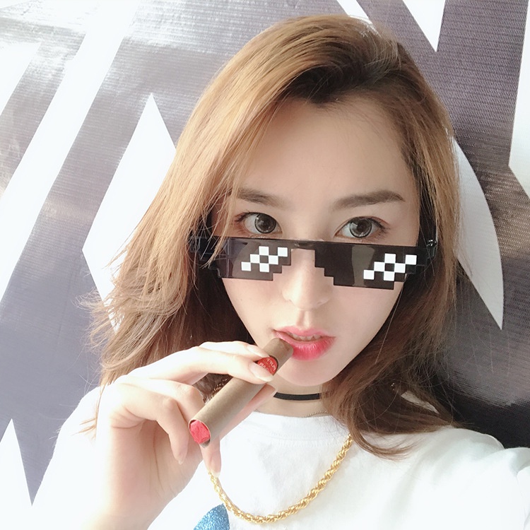 ( VCM ) Kacamata Hitam Pria Wanita Model Thug Life Mosaic Kacamata Gaming Kacamata Minecraft Kacamata Fashion Thug Life