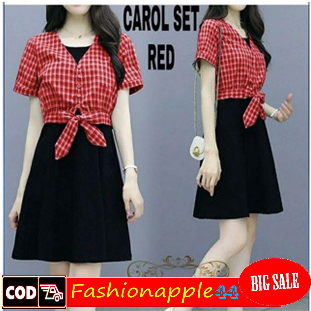 Dress Wanita Korea Casual Korean Style Murah Terbaru Carol Set Rompi / Set Outer / Set Dress Rompi