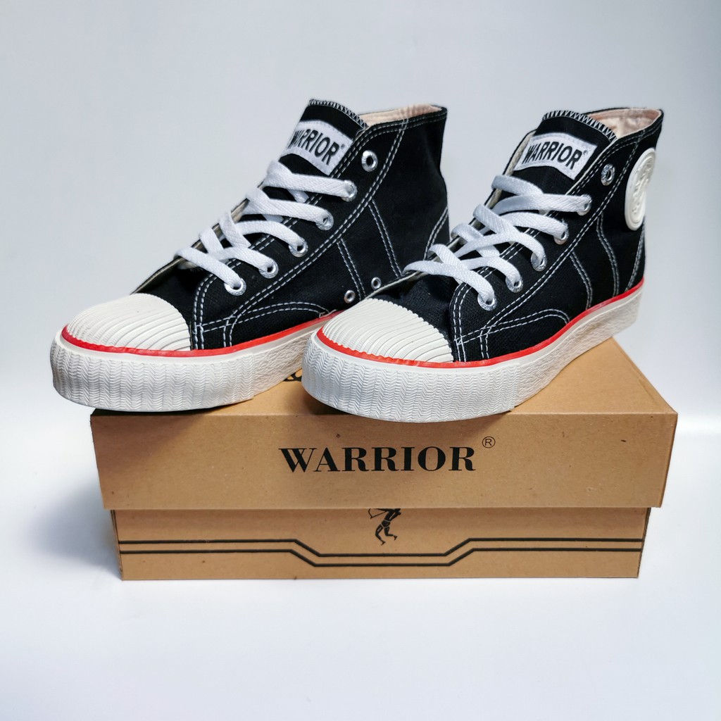 SEPATU WARRIOR CLASSIC HIGH BLACK/WHITE ORIGINAL- SEPATU SEKOLAH WARRIOR