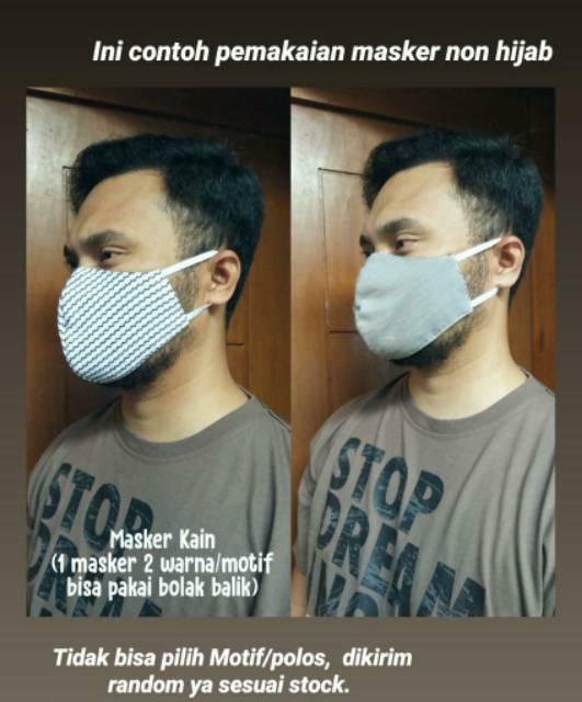 Masker Kain PREMIUM Tebal 2 Lapis Bisa dibolak balik