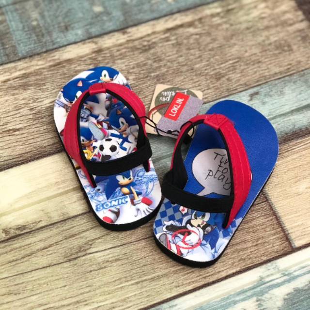 Sandal anak motif Sonic, sandal anak Loklin, sandal anak solo, Loklin solo