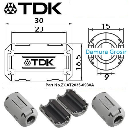 Magnet TDK Original Tipe ZCAT 2035 0930A Ferrite utk kabel busi coil