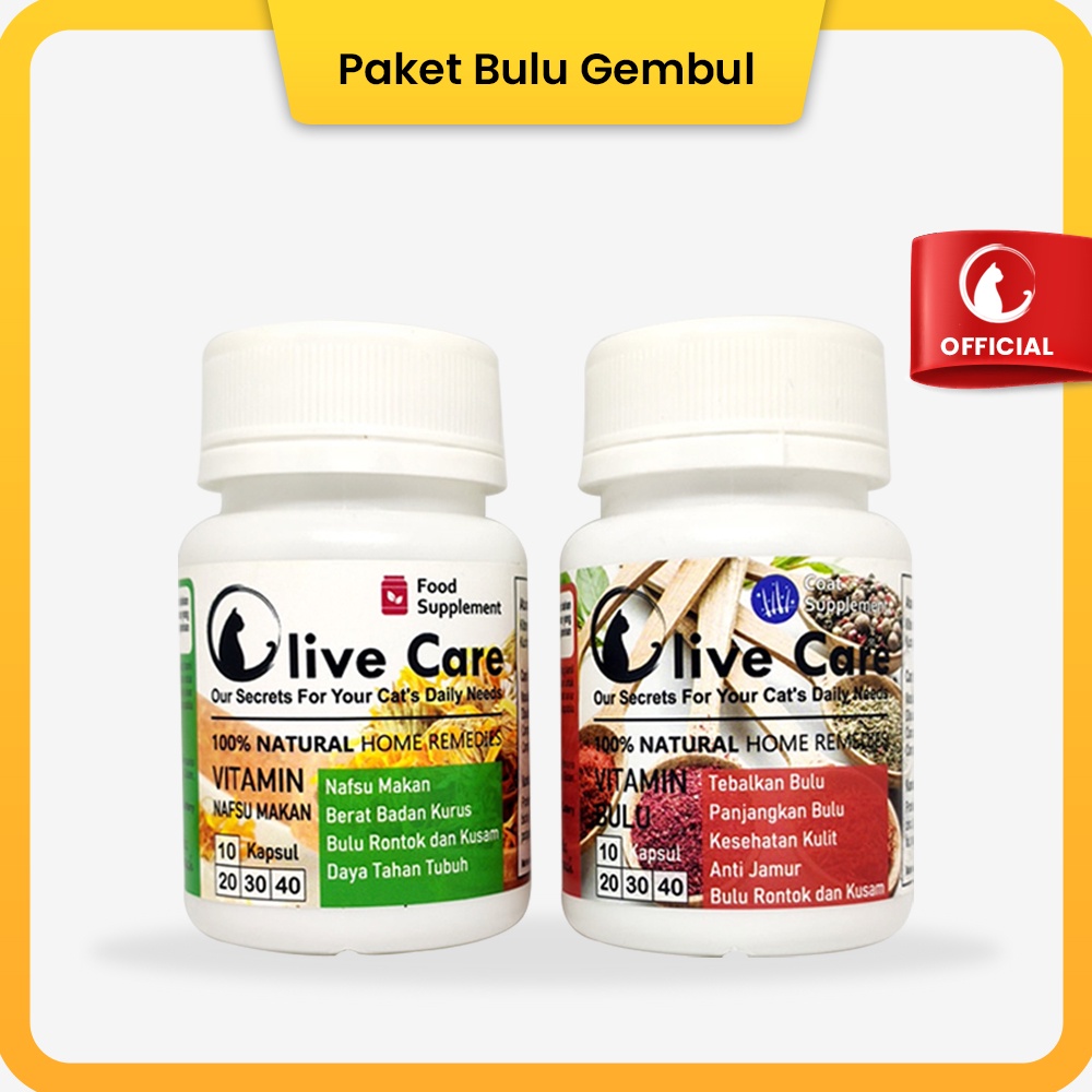 Olive Care Vitamin Kucing Paket BULU GEMBUL untuk Nafsu Makan, Badan Gemuk, Bulu Lebat, Gembul dan Cegah Rontok