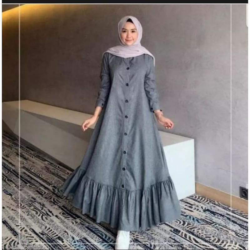 Gamis Pakaian Muslim Wanita Peoni Atasan Muslimah Modern Kekinian