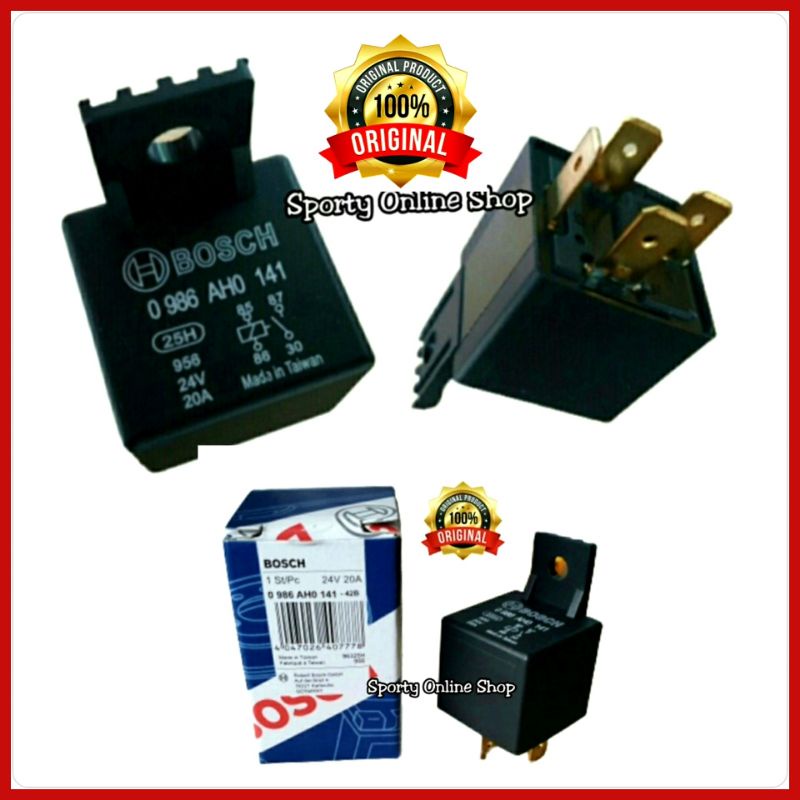 Relay Bosch 24 Volt 4 Kaki 20 Ampere Original