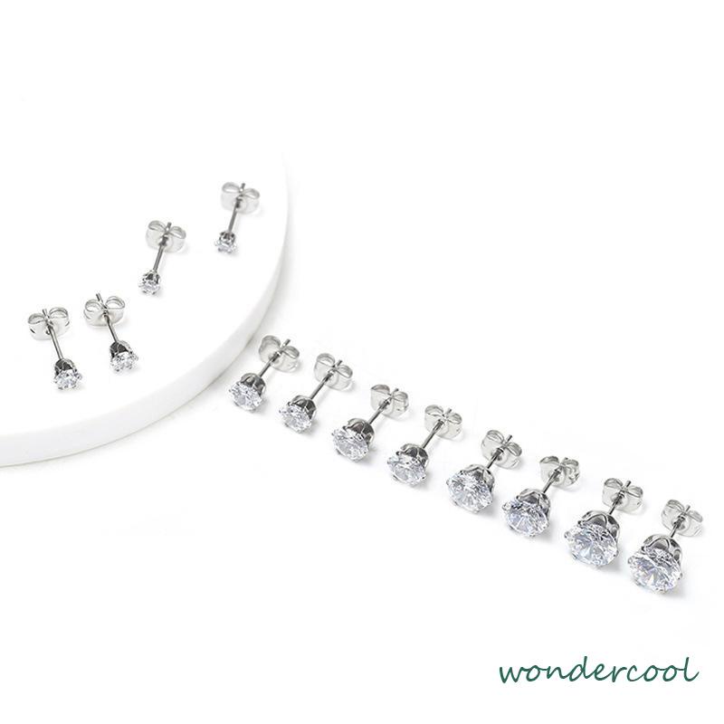 1PC Anting Tusuk Anti Karat Anti Alergi Zirkon Mini Stainless Steel Kualitas Tinggi Aksesoris Wanita -Won