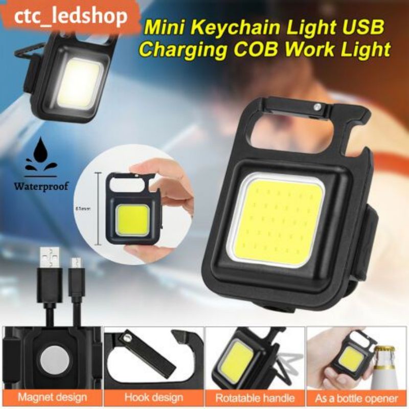 Lampu mini COB karabiner super terang portable kaychain gantungan