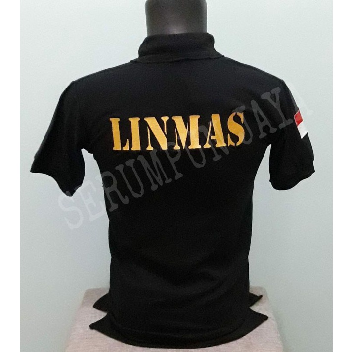 KAOS LINMAS HITAM - KAOS KERAH LINMAS HITAM FULL BORDIR