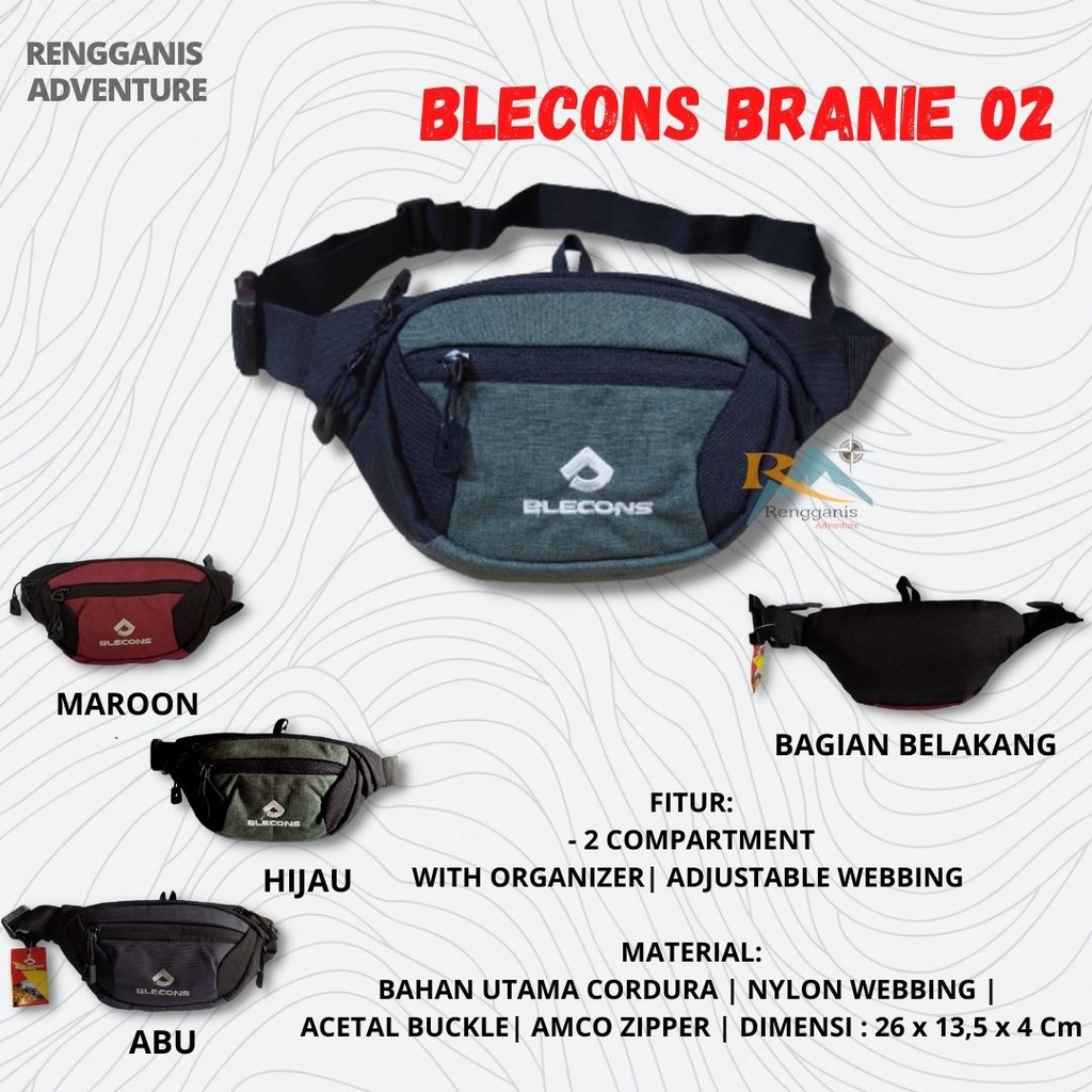 Tas Selempang Pinggang Waistbag BLECONS BRANIE Outdoor Casual