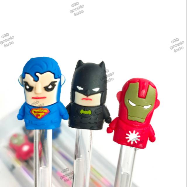 

Pulpen pelangi Superhero - Pen fancy warna warni Super hero