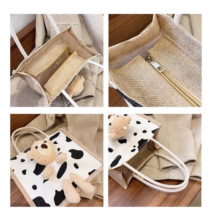 TOTE BAG SELEMPANG KANVAS ADA TEDDY BEAR + SLETING