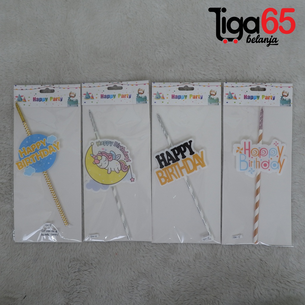 365 LILIN ULTAH 1500-15 #41101 Barcode Lilin Ultah Happy Birthday Dengan Tangkai