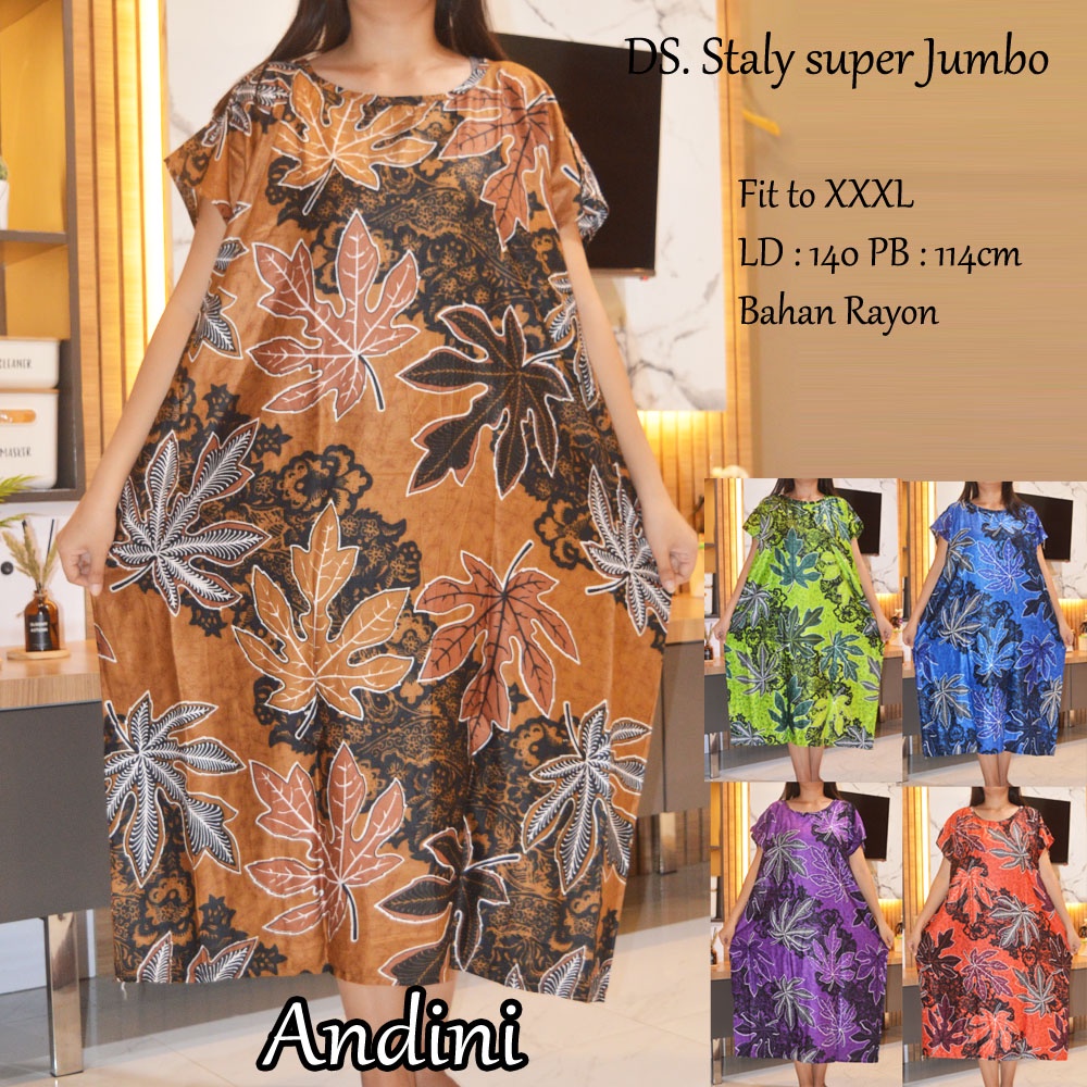 Daster super Jumbo staly LD 140 | 1kg muat 5pcs  | daster murah-Andini