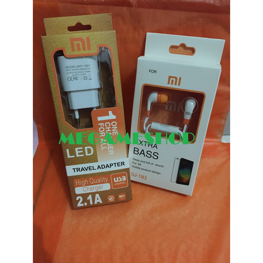 Edisi Stock Terbatas Fast Charging LED 2.1 A  XIAOMI FREE Headset Xiaomi EXTRA BASS_MGM27