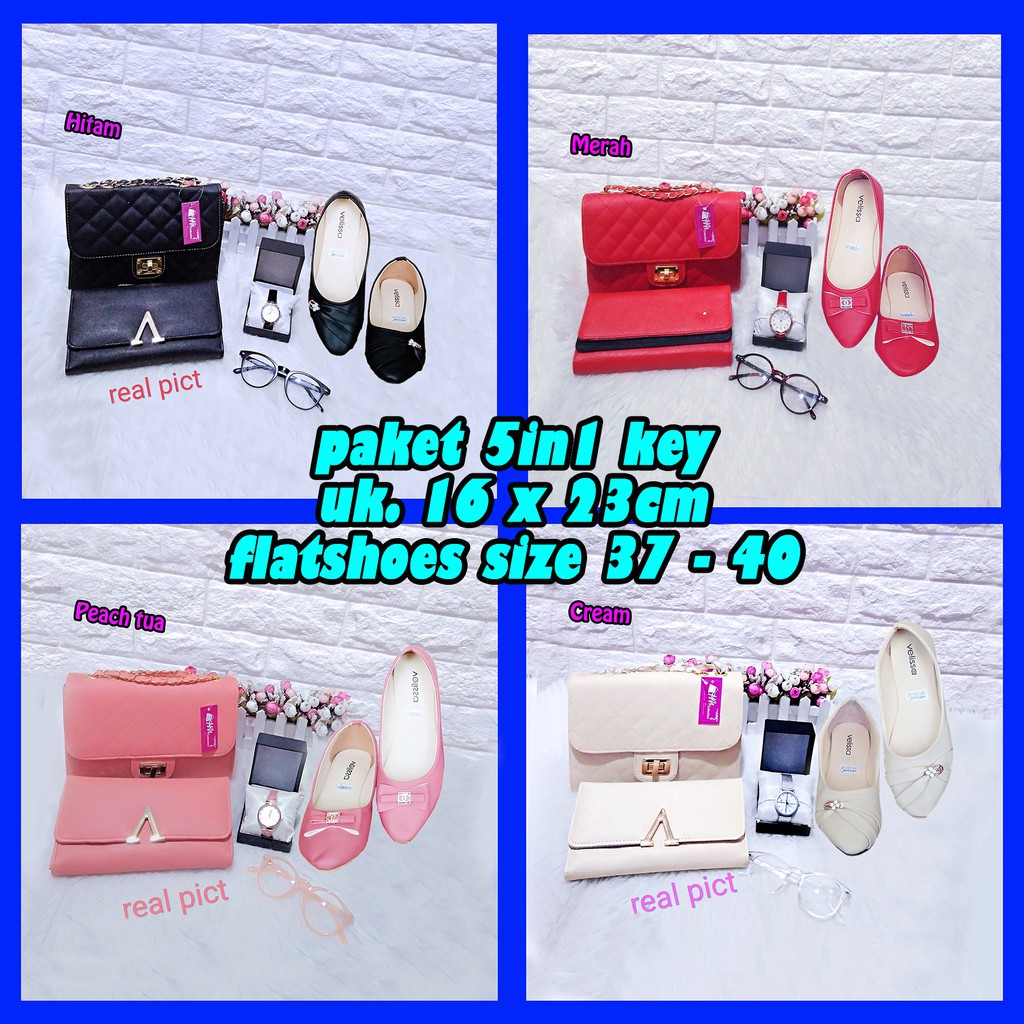 TAS PAKET 5IN1 KEY FLATSHOES Tas Murah Seserahan
