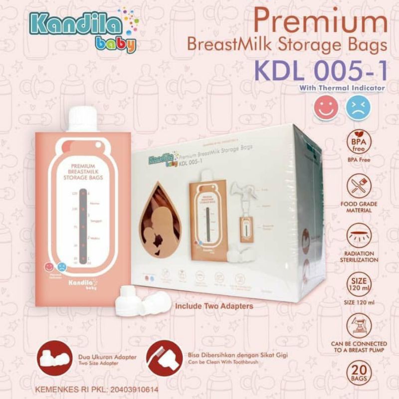 Kandila Baby Premium Breastmilk Storage bags 120ml isi 20 Kantong Asi