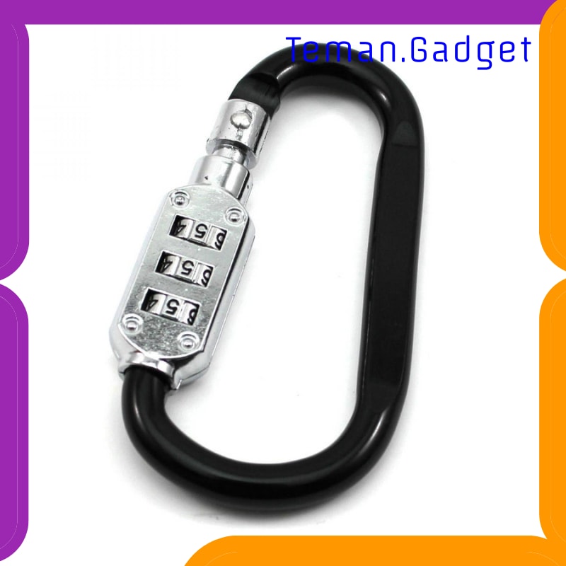 TG-ID029 ALUMINUM ALLOY D-TYPE LOCK CARABINER 3 DIAL PASSWORD PADLOCK - CRBR488