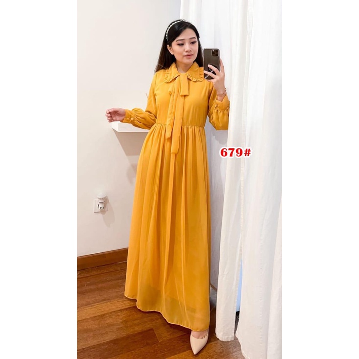 679#dress fashion muslim / baju dres maxi baju wanita/Gamis wanita/dress muslim