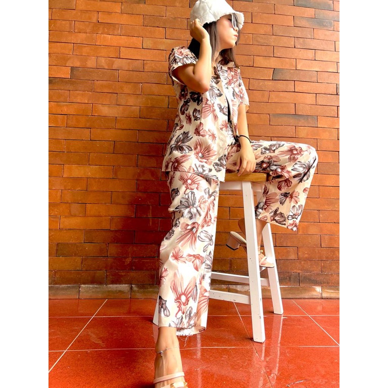 DAILY SET RAYON tiedye- HOMEY SET FIT Xl - PAJAMA SET RAYON -  PIYAMA RAYON-reina krem