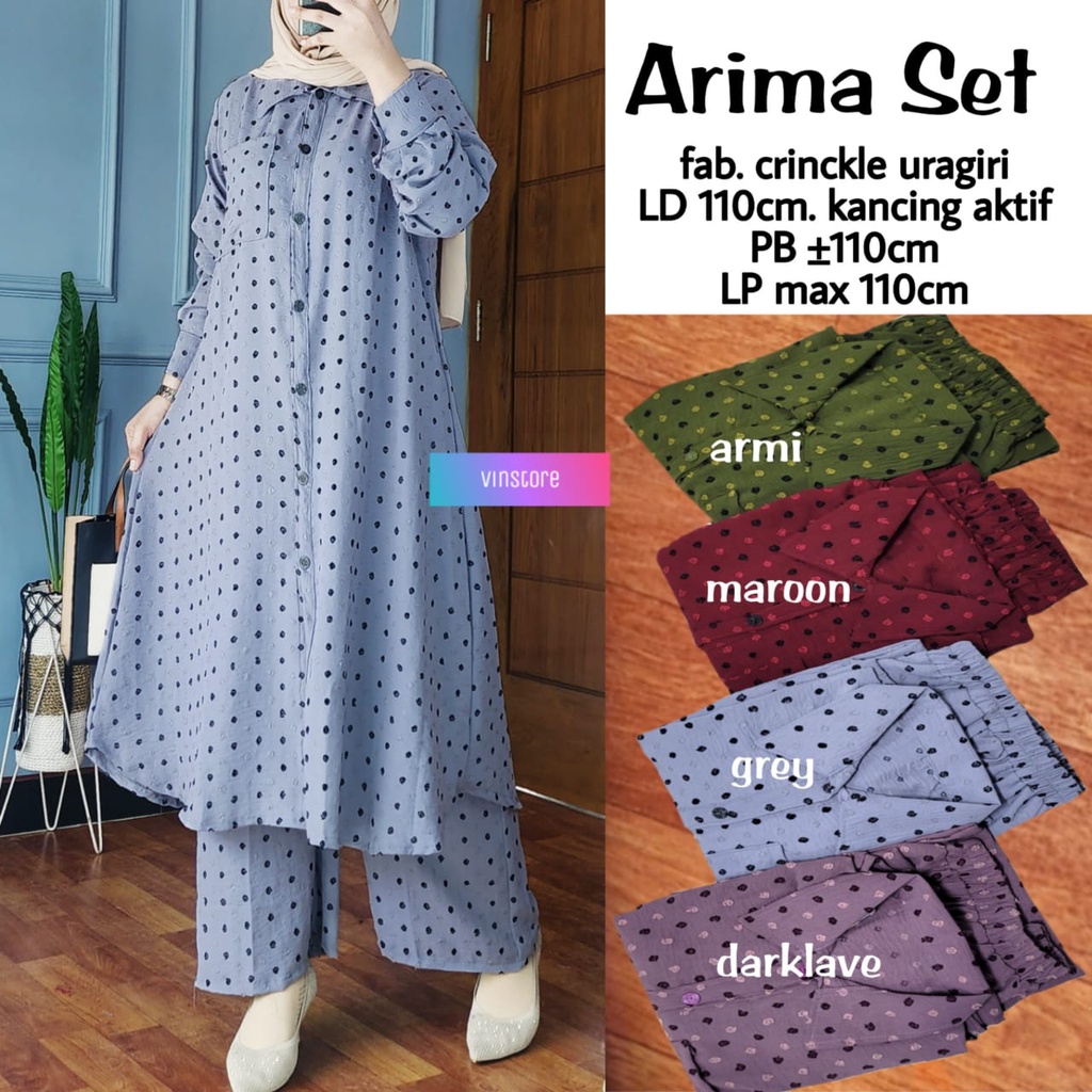 Setelan Tunik Panjang Polkadot Harian Crinkle Uragiri Import Wanita Busui Kekinian Terbaru 2022 Jumb