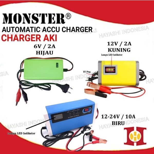 Alat Cas Charger Aki Accu Kering Basah 6V 12V 24V 2A 6A Motor Mobil